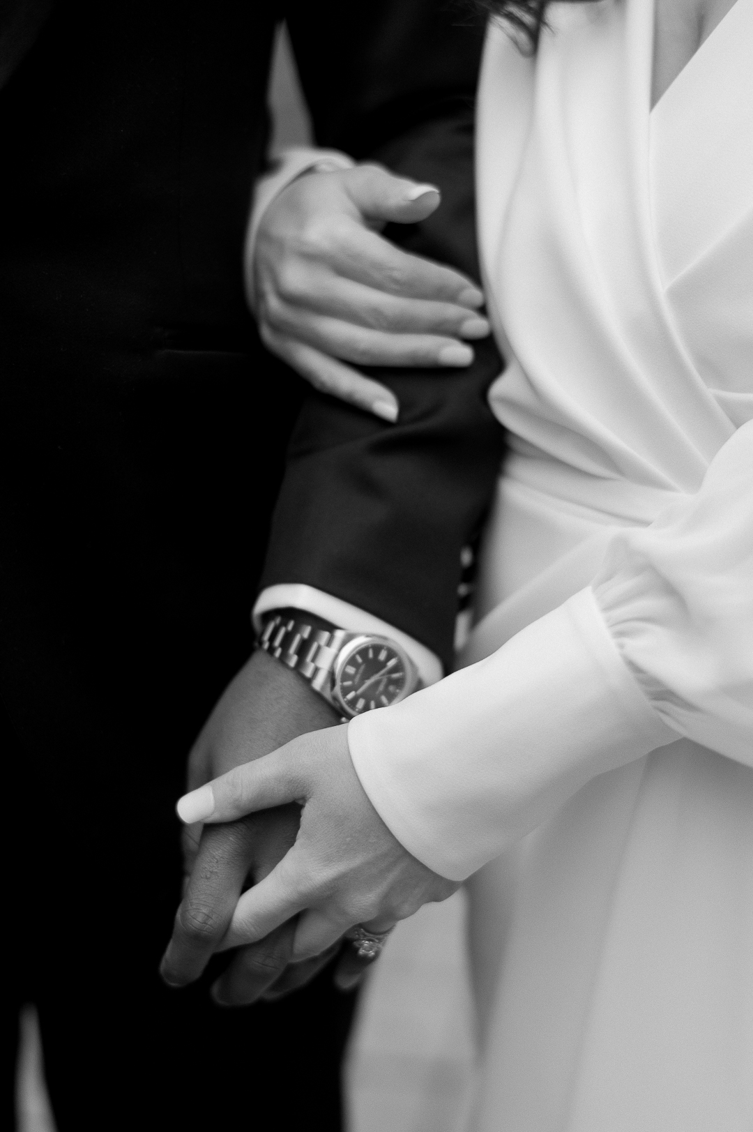 a couple holding hands during their wedding in chicago, il