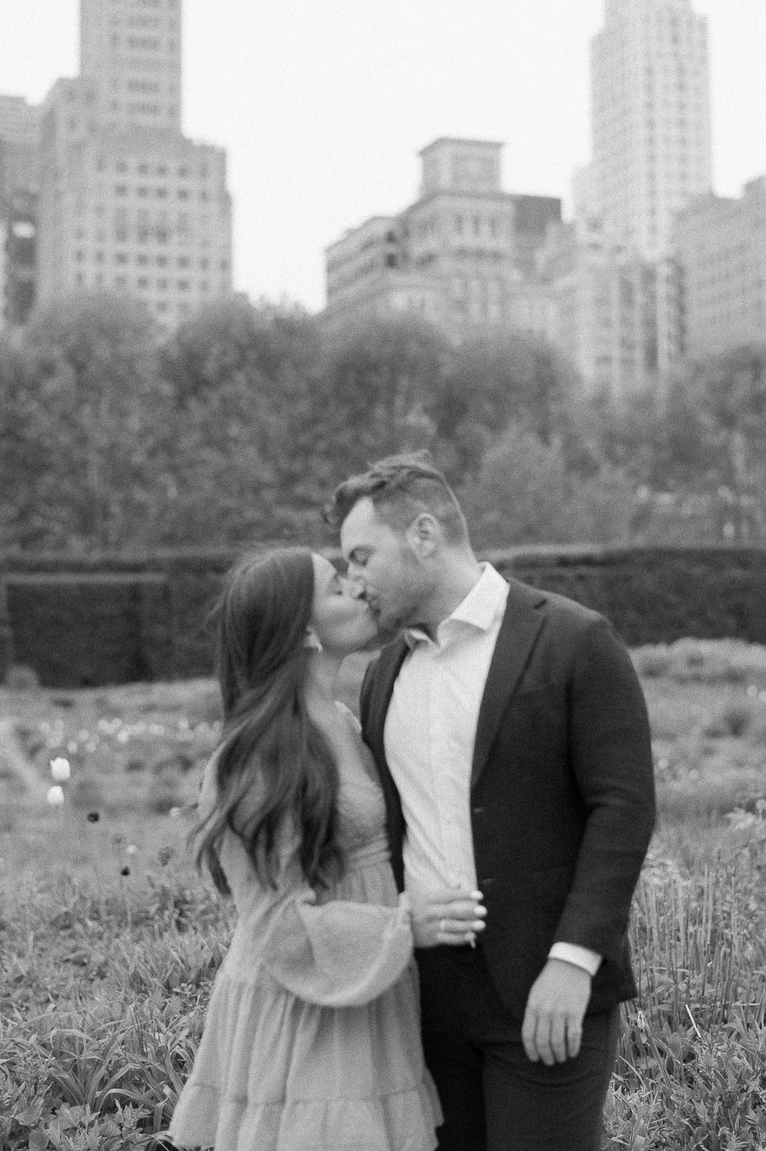 black and white film engagement photos chicago