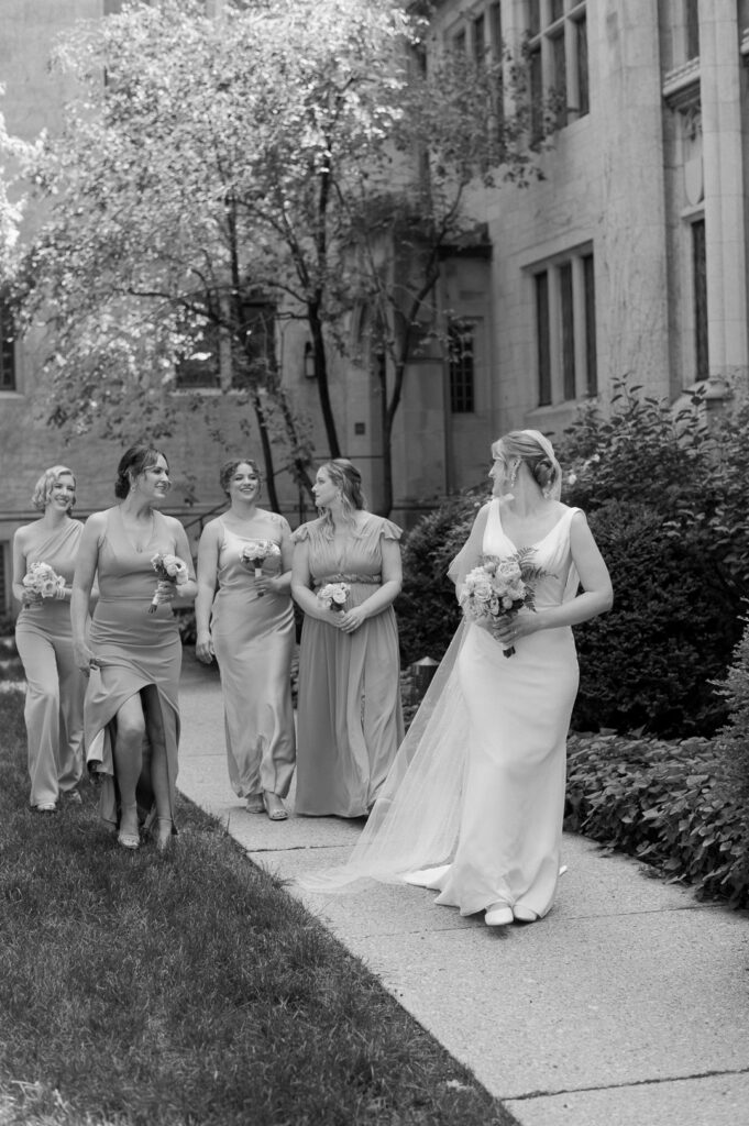wedding party portraits taken by a luxury wedding photographer at fourth presbyterian church in chicago illinois