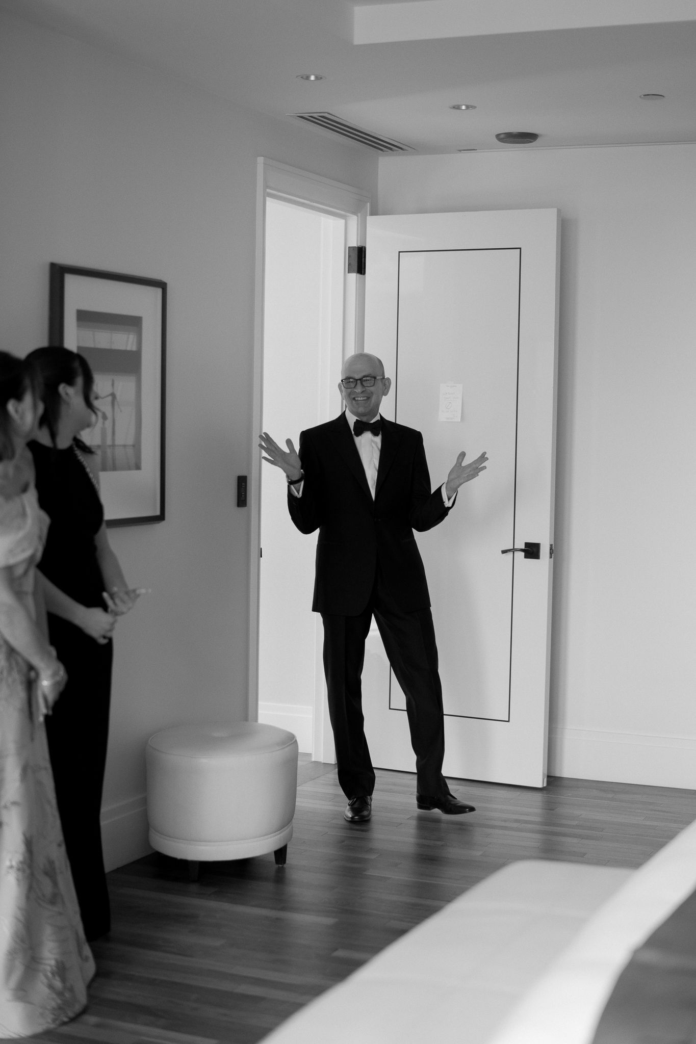 bride first look with dad at the langham chicago