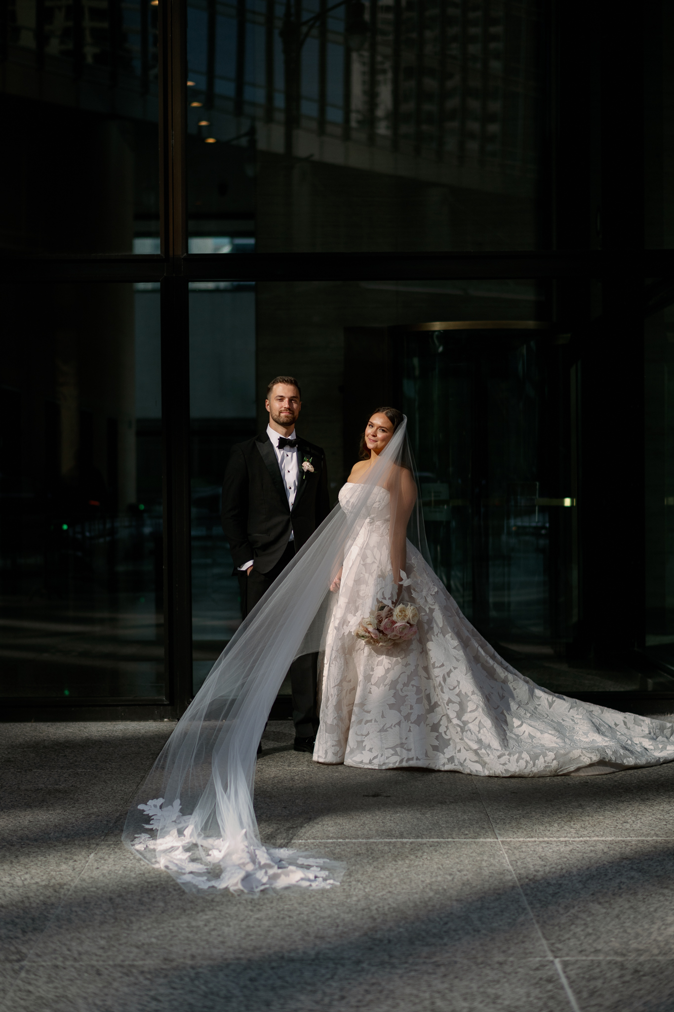 wedding portraits taken at the langham chicago