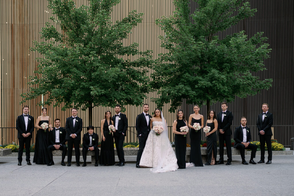 wedding party photos taken at the langham, chicago