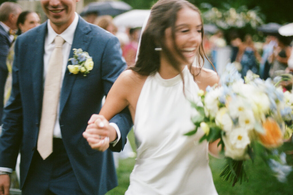 rainy day wedding shot on film in chicago, illinois